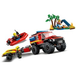 Compra Lego City Fire Camion De Bomberos 4x4 Con Barco De Rescate al mejor precio | Juguetilandia Canarias