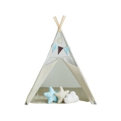 Compra Juguetilandia Naturplay Casa Tipi Azul Y Gris Con Estera Y Cojines al mejor precio | Juguetilandia Canarias